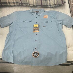 Ariat Men's Light Blue Rebar UPF NWT xl Button Down Shirt